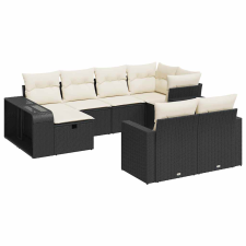 vidaXL 10 részes fekete polyrattan kerti ülőgarnitúra párnákkal (3326060) kerti bútor
