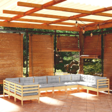 vidaXL 10 részes kerti ülőgarnitúra szürke párnákkal kerti bútor