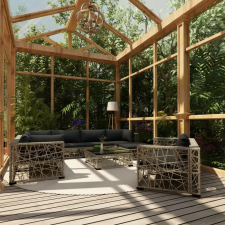vidaXL 10-részes szürke polyrattan kerti bútorszett párnákkal kerti bútor