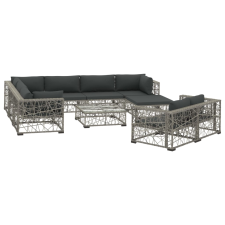 vidaXL 10-részes szürke polyrattan kerti bútorszett párnákkal (46810) kerti bútor
