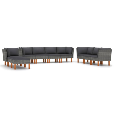 vidaXL 10 részes szürke polyrattan kerti ülőgarnitúra párnákkal kerti bútor