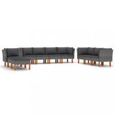 vidaXL 10 részes szürke polyrattan kerti ülőgarnitúra párnákkal kerti bútor