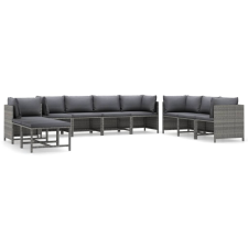 vidaXL 10 részes szürke polyrattan kerti ülőgarnitúra párnákkal kerti bútor