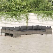 vidaXL 10 részes szürke polyrattan kerti ülőgarnitúra párnákkal kerti bútor