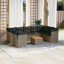 vidaXL 10 részes szürke polyrattan kerti ülőgarnitúra párnákkal kerti bútor