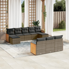 vidaXL 10 részes szürke polyrattan kerti ülőgarnitúra párnákkal kerti bútor