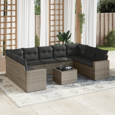 vidaXL 10 részes szürke polyrattan kerti ülőgarnitúra párnákkal kerti bútor