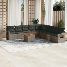 vidaXL 10 részes szürke polyrattan kerti ülőgarnitúra párnákkal kerti bútor