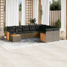 vidaXL 10 részes szürke polyrattan kerti ülőgarnitúra párnákkal kerti bútor