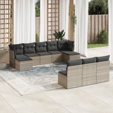 vidaXL 10 részes szürke polyrattan kerti ülőgarnitúra párnákkal kerti bútor