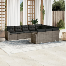 vidaXL 10 részes szürke polyrattan kerti ülőgarnitúra párnákkal kerti bútor