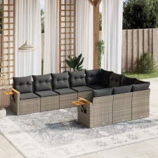 vidaXL 10 részes szürke polyrattan kerti ülőgarnitúra párnákkal kerti bútor