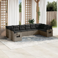 vidaXL 10 részes szürke polyrattan kerti ülőgarnitúra párnákkal kerti bútor