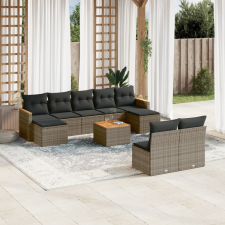vidaXL 10 részes szürke polyrattan kerti ülőgarnitúra párnákkal kerti bútor