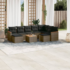 vidaXL 10 részes szürke polyrattan kerti ülőgarnitúra párnákkal kerti bútor