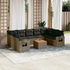 vidaXL 10 részes szürke polyrattan kerti ülőgarnitúra párnákkal kerti bútor