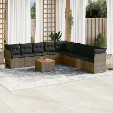 vidaXL 10 részes szürke polyrattan kerti ülőgarnitúra párnákkal kerti bútor