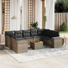 vidaXL 10 részes szürke polyrattan kerti ülőgarnitúra párnákkal kerti bútor