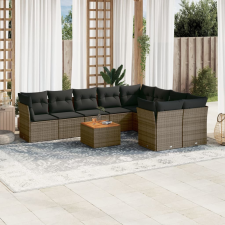 vidaXL 10 részes szürke polyrattan kerti ülőgarnitúra párnákkal kerti bútor
