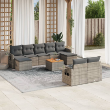 vidaXL 10 részes szürke polyrattan kerti ülőgarnitúra párnákkal kerti bútor