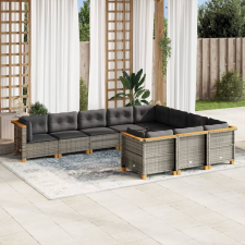 vidaXL 10 részes szürke polyrattan kerti ülőgarnitúra párnákkal kerti bútor
