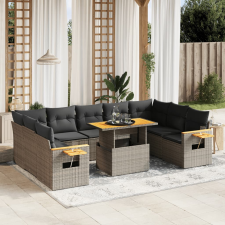 vidaXL 10 részes szürke polyrattan kerti ülőgarnitúra párnákkal kerti bútor
