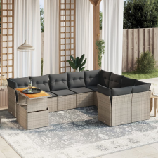vidaXL 10 részes szürke polyrattan kerti ülőgarnitúra párnákkal kerti bútor