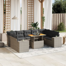 vidaXL 10 részes szürke polyrattan kerti ülőgarnitúra párnákkal kerti bútor