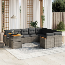 vidaXL 10 részes szürke polyrattan kerti ülőgarnitúra párnákkal kerti bútor