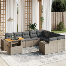 vidaXL 10 részes szürke polyrattan kerti ülőgarnitúra párnákkal kerti bútor
