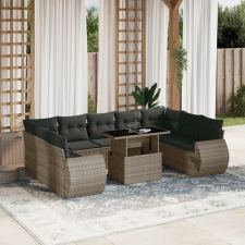 vidaXL 10 részes szürke polyrattan kerti ülőgarnitúra párnákkal kerti bútor
