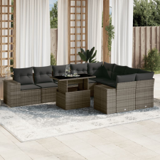 vidaXL 10 részes szürke polyrattan kerti ülőgarnitúra párnákkal kerti bútor