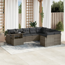 vidaXL 10 részes szürke polyrattan kerti ülőgarnitúra párnákkal kerti bútor