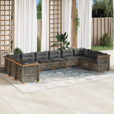 vidaXL 10 részes szürke polyrattan kerti ülőgarnitúra párnákkal kerti bútor