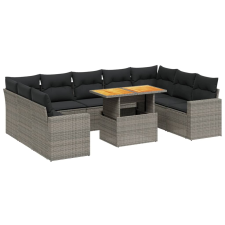 vidaXL 10 részes szürke polyrattan kerti ülőgarnitúra párnákkal kerti bútor