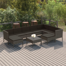 vidaXL 10 részes szürke polyrattan kerti ülőgarnitúra párnákkal kerti bútor
