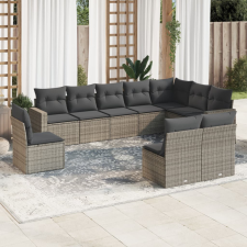 vidaXL 10 részes szürke polyrattan kerti ülőgarnitúra párnákkal kerti bútor
