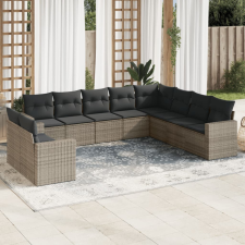 vidaXL 10 részes szürke polyrattan kerti ülőgarnitúra párnákkal kerti bútor