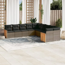 vidaXL 10 részes szürke polyrattan kerti ülőgarnitúra párnákkal kerti bútor