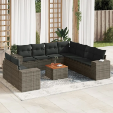vidaXL 10 részes szürke polyrattan kerti ülőgarnitúra párnákkal kerti bútor