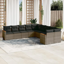 vidaXL 10 részes szürke polyrattan kerti ülőgarnitúra párnákkal kerti bútor