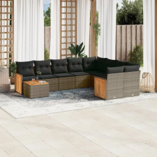 vidaXL 10 részes szürke polyrattan kerti ülőgarnitúra párnákkal kerti bútor