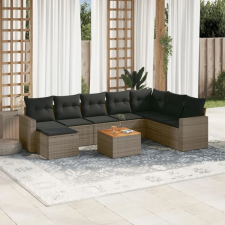 vidaXL 10 részes szürke polyrattan kerti ülőgarnitúra párnákkal kerti bútor