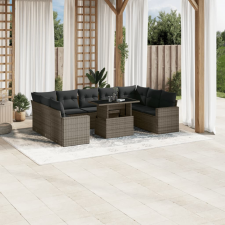 vidaXL 10 részes szürke polyrattan kerti ülőgarnitúra párnákkal kerti bútor