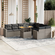 vidaXL 10 részes szürke polyrattan kerti ülőgarnitúra párnákkal kerti bútor