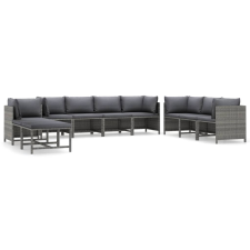 vidaXL 10 részes szürke polyrattan kerti ülőgarnitúra párnákkal (3059774) kerti bútor