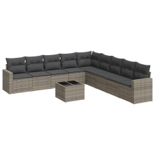 vidaXL 10 részes szürke polyrattan kerti ülőgarnitúra párnákkal (3219090) kerti bútor