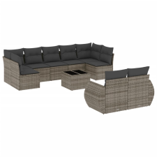 vidaXL 10 részes szürke polyrattan kerti ülőgarnitúra párnákkal (3221829) kerti bútor