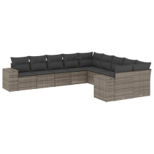 vidaXL 10 részes szürke polyrattan kerti ülőgarnitúra párnákkal (3223109) kerti bútor