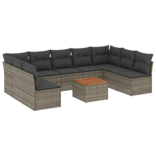 vidaXL 10 részes szürke polyrattan kerti ülőgarnitúra párnákkal (3223792) kerti bútor